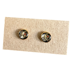 Kolczyki wkrętki pozłacane "Clockwork Magic" | WatchThis!