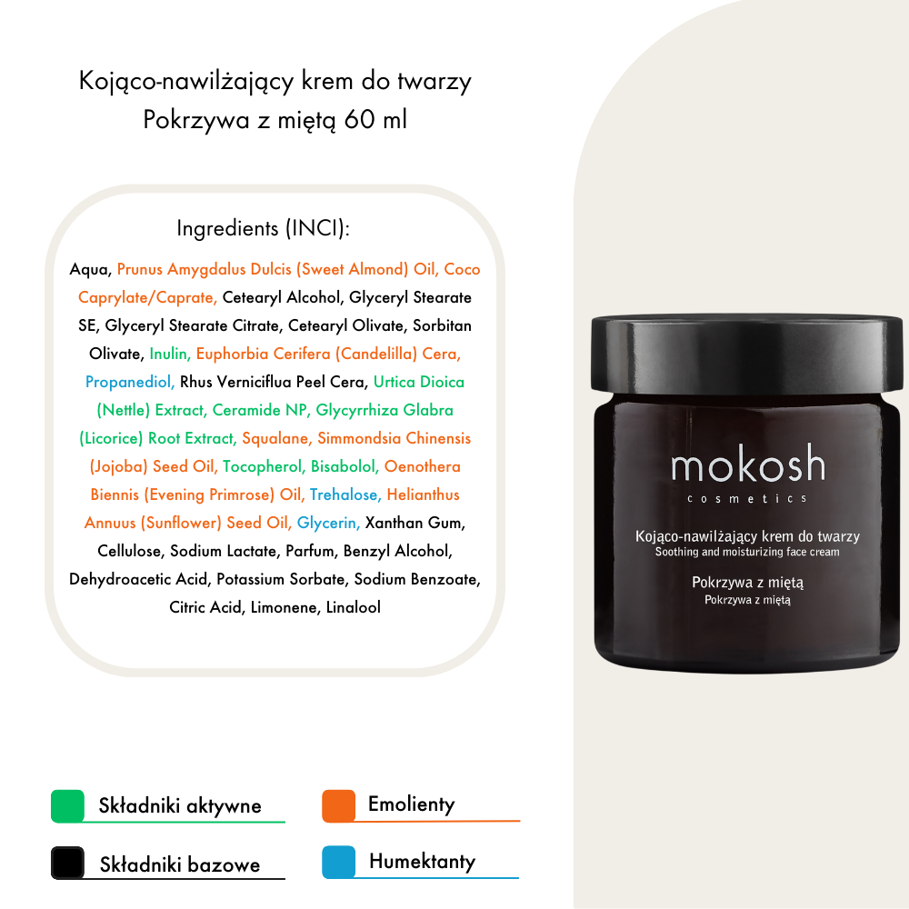 Kojąco-Nawilżający Krem Pokrzywa z Miętą | Mokosh | 60 ml