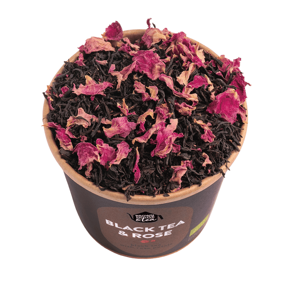 BLACK TEA & ROSE | Czarna herbata z płatkami róży | 50 g | Brown House & Tea