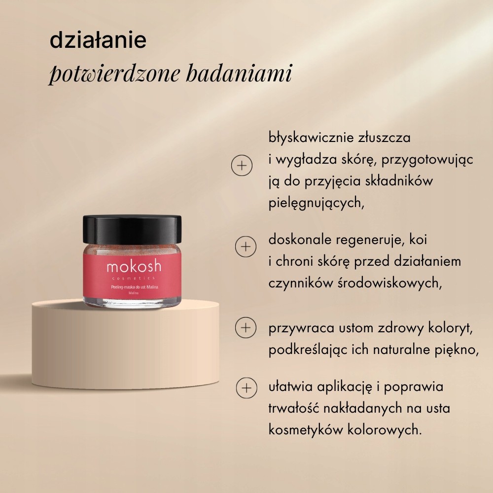 Peeling-Maska do Ust Malina | 15 ml | Mokosh – regeneracja i gładkość