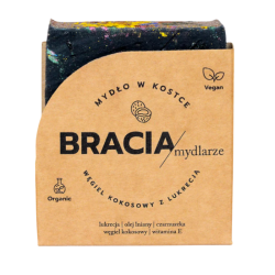 Węgiel kokosowy z lukrecją – mydło węglowe z olejem lnianym | 120 g | Bracia Mydlarze