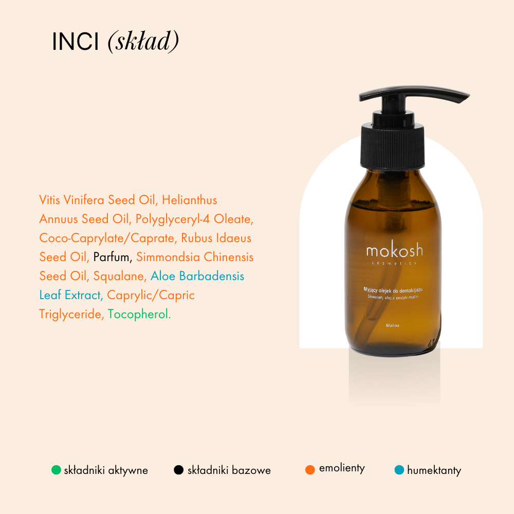 Myjący olejek do demakijażu Malina 100 ml – Mokosh | łagodne oczyszczanie i regeneracja