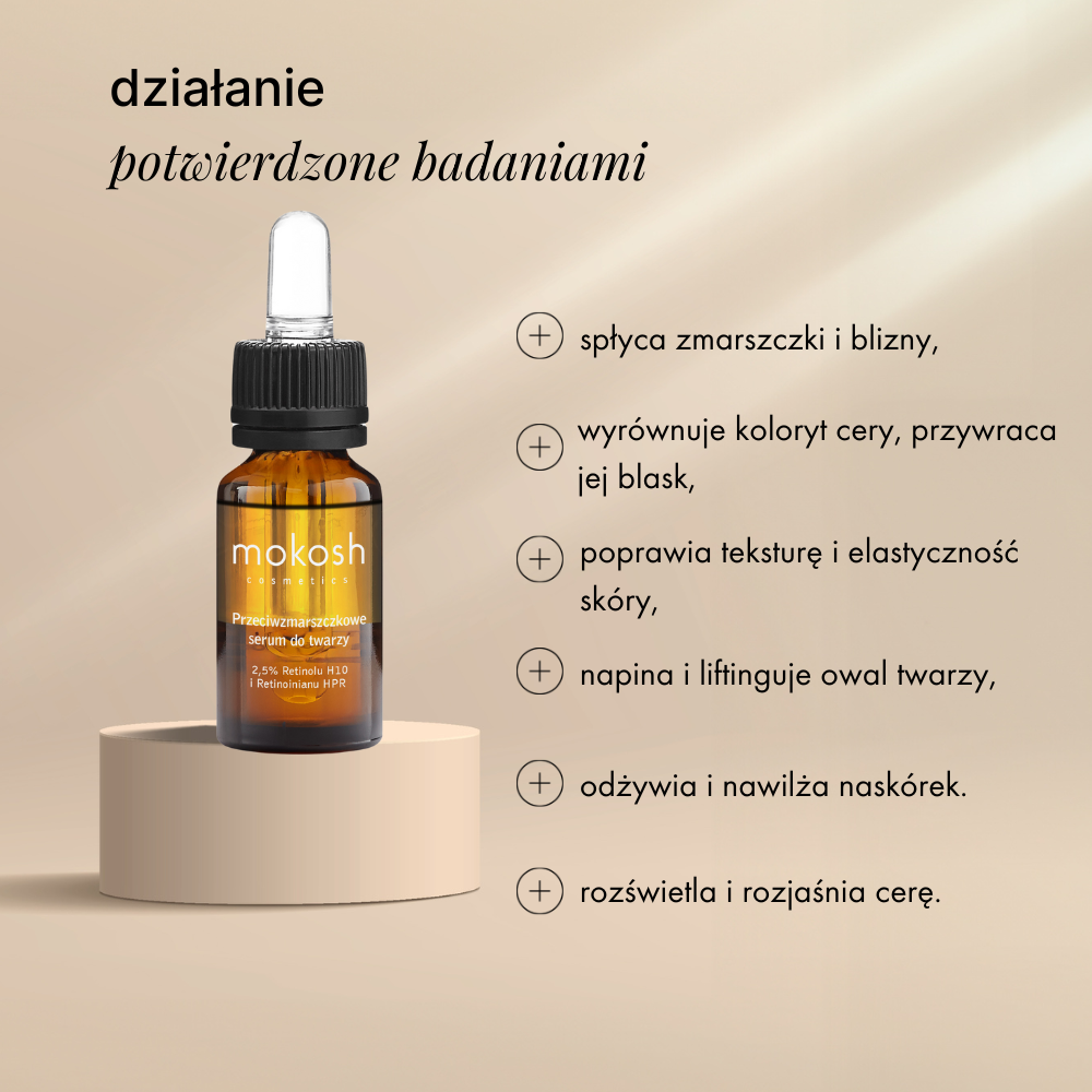 Serum przeciwzmarszczkowe 2,5% retinoidów | Róża i jagoda | Mokosh 10 ml