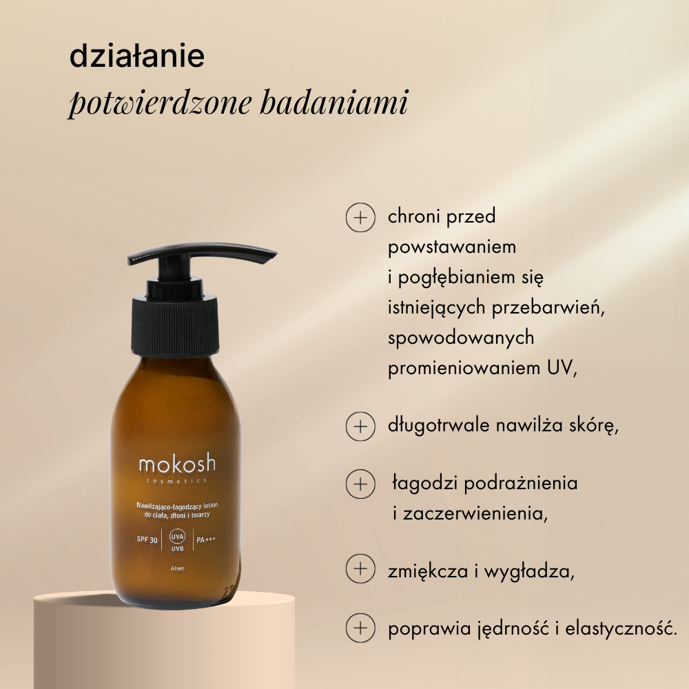 Nawilżająco-łagodzący lotion do ciała, dłoni i twarzy SPF 30 | 90 ml | Mokosh