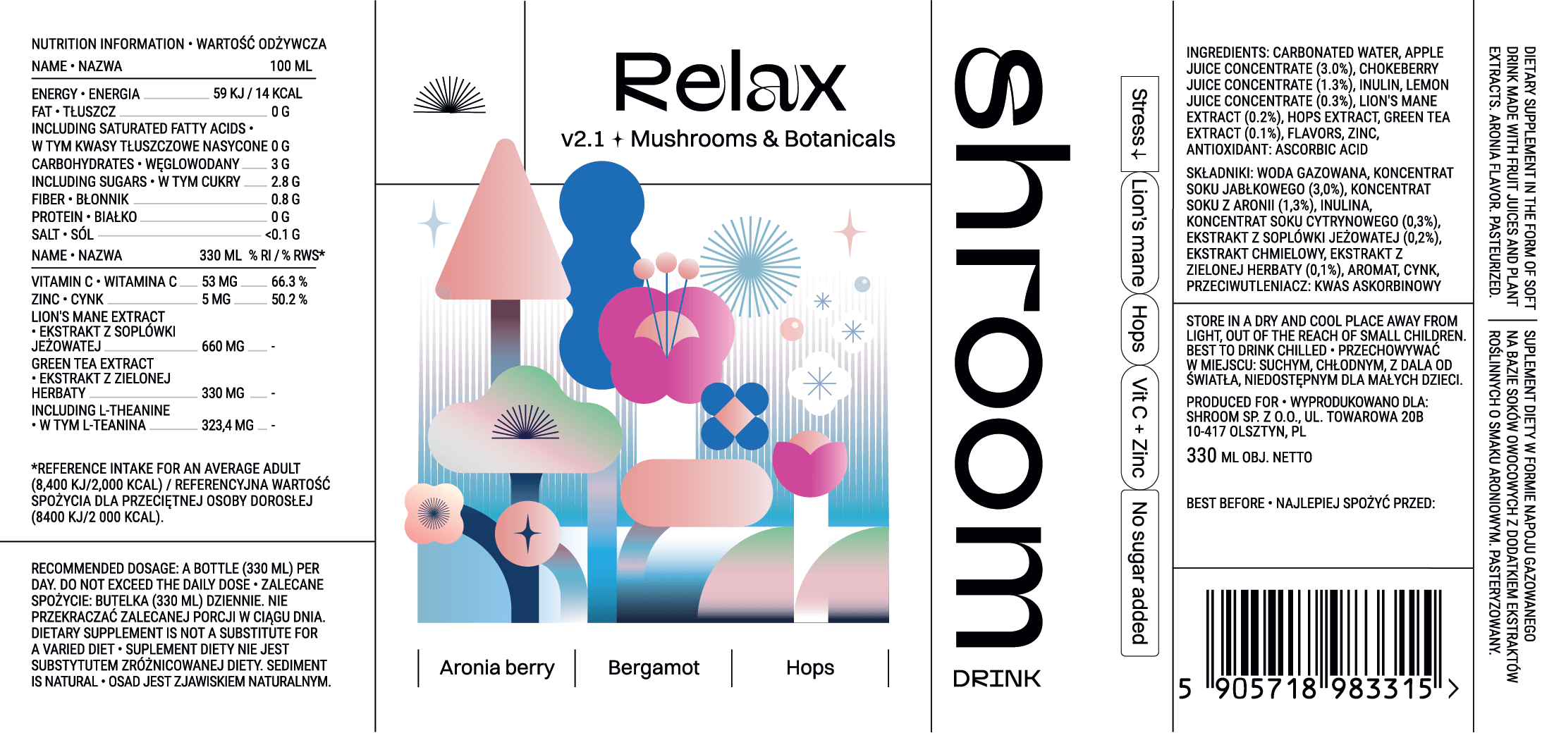 Shroom Relax – napój wellness z adaptogenami | relaks bez senności