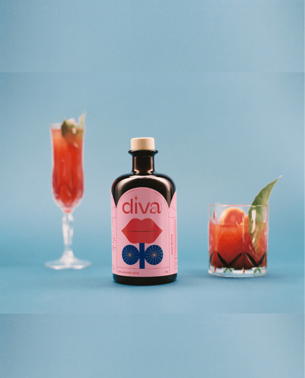 Diva Social Elixir | 500 ml | Baza do Mocktaili z Adaptogenami i Brokatem Jadalnym