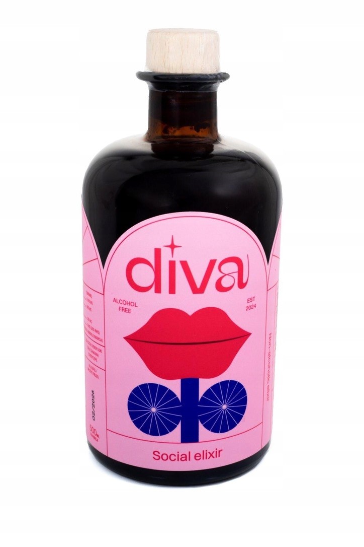 Diva Social Elixir | 500 ml | Baza do Mocktaili z Adaptogenami i Brokatem Jadalnym