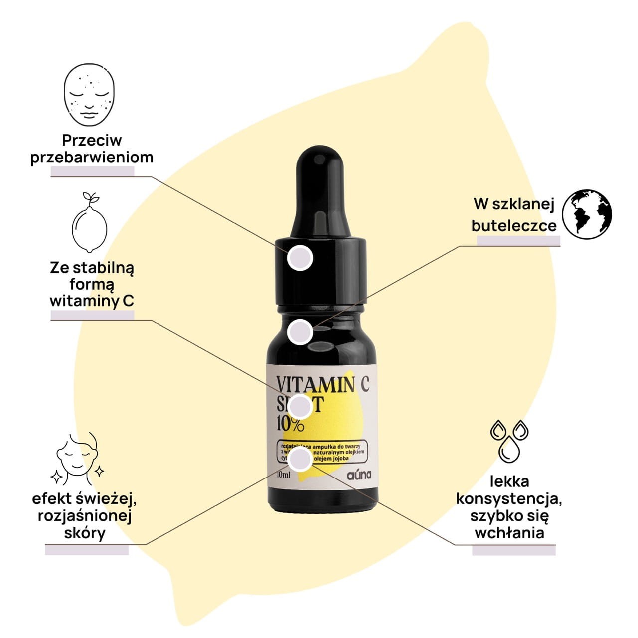 Vitamin C Shot 10% | Ampułka do Twarzy 10 ml | Auna