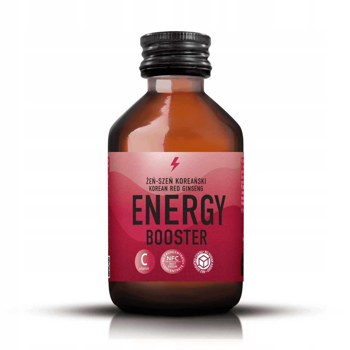Energy BOOSTER shot | jabłko, wiśnia, czerwony żeń-szeń koreański | 100 ml | Premium Rosa