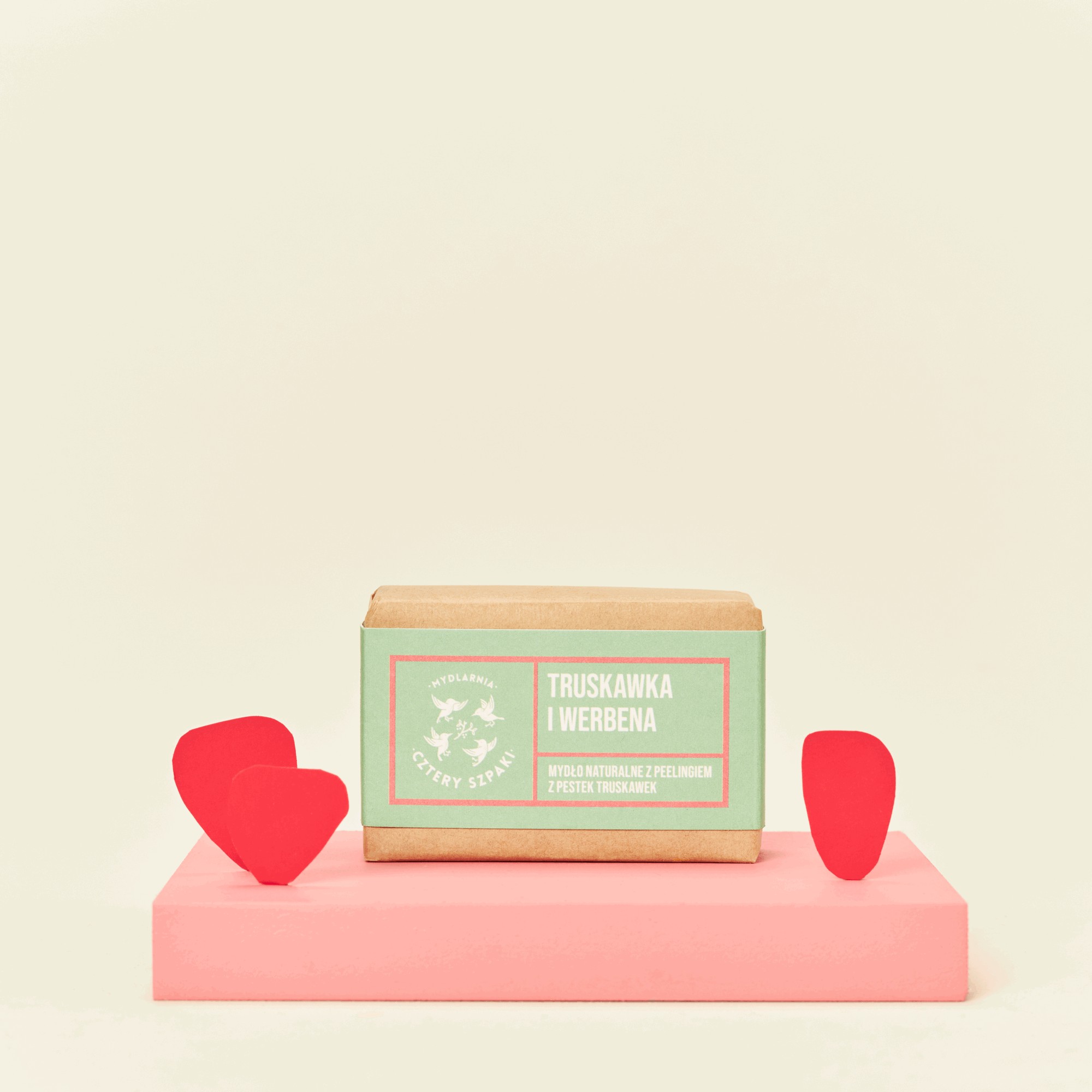 Truskawka i Werbena | Mydło Peelingujące w Kostce | 110 g | 4 Szpaki