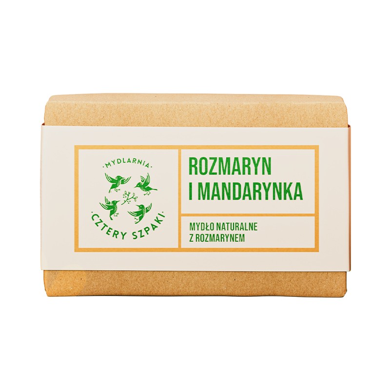 Rozmaryn i Mandarynka | Naturalne Mydło w Kostce | 110 g | 4 Szpaki