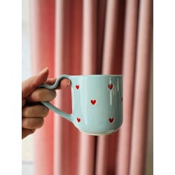 Kubek z uchem w kształcie serca – błękitny | Rękodzieło Naturalnie Studio