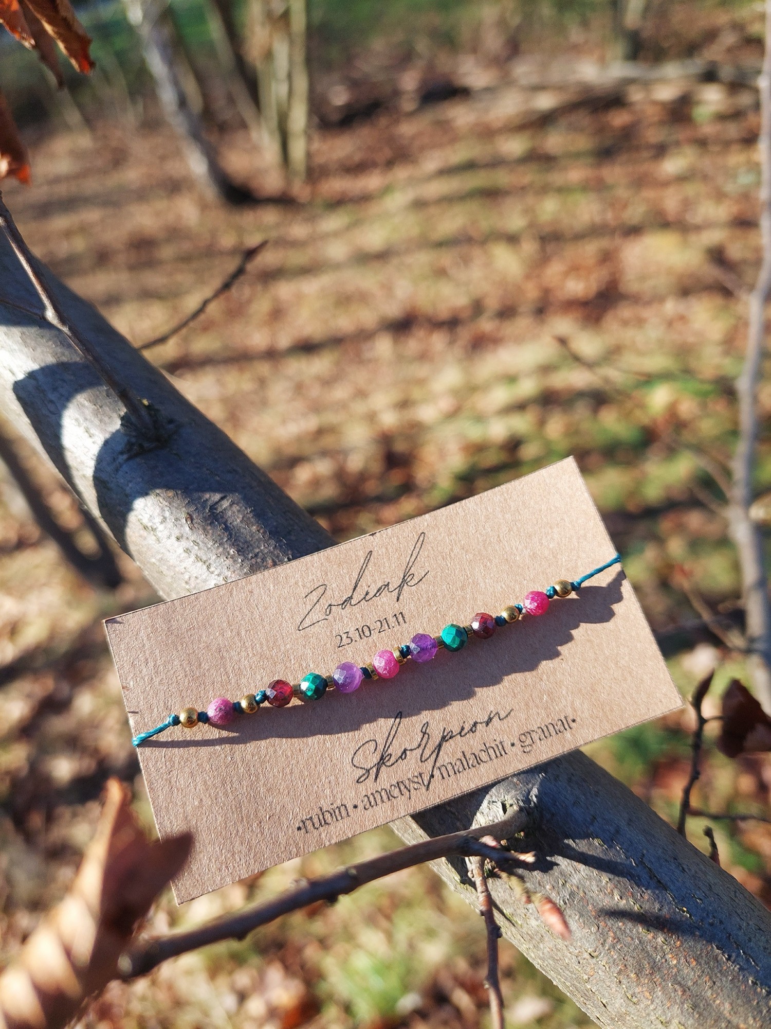 Bransoletka zodiakalna Skorpion – rubin, ametyst, malachit, granat