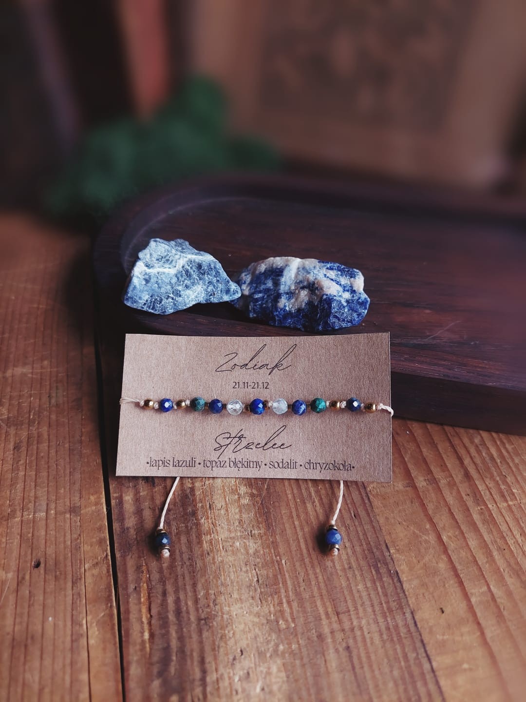 Bransoletka zodiakalna Strzelec – lapis, topaz, sodalit, chryzokola