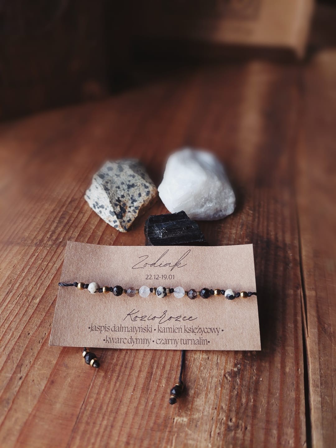 Bransoletka zodiakalna Koziorożec – jaspis, turmalin, kwarc