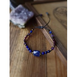 Bransoletka z lapis lazuli, ametystem i granatem | Moon Spirit Stones