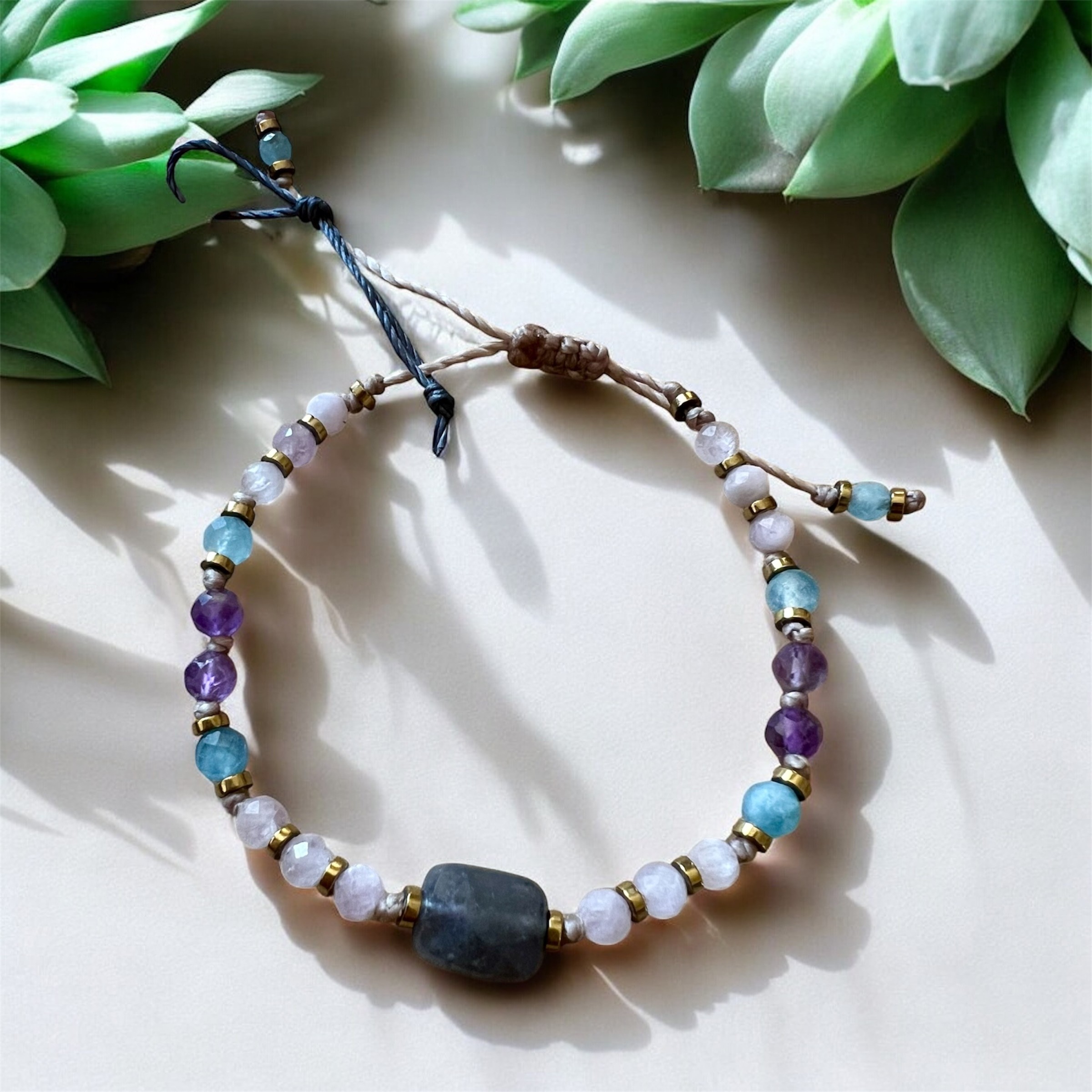 Bransoletka iolit, kunzyt, akwamaryn, ametyst | Moon Spirit Stones