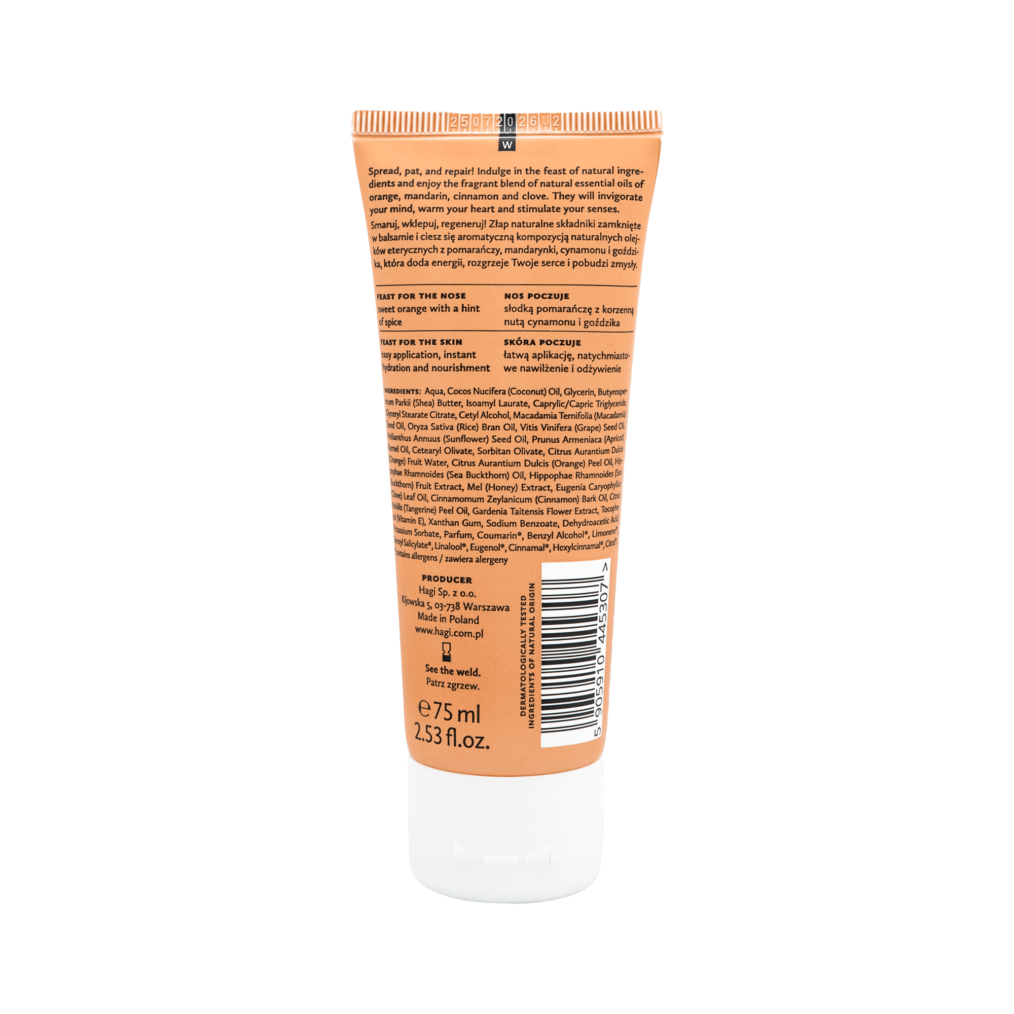 Balsam do ciała regenerujący – Korzenna Pomarańcza (try-me size) | 75 ml | Hagi