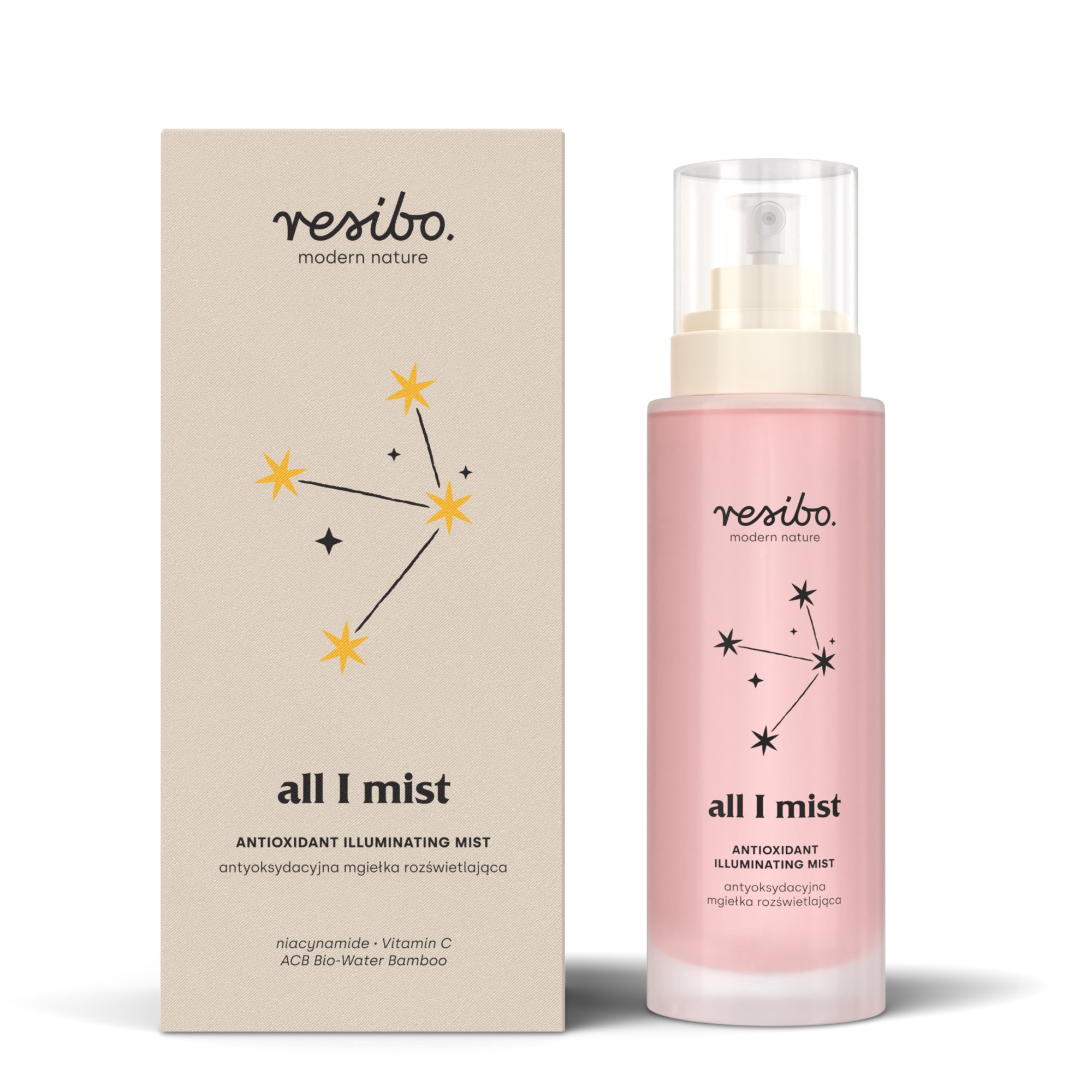 Antyoksydacyjna mgiełka rozświetlająca All I Mist | 100 ml | Resibo
