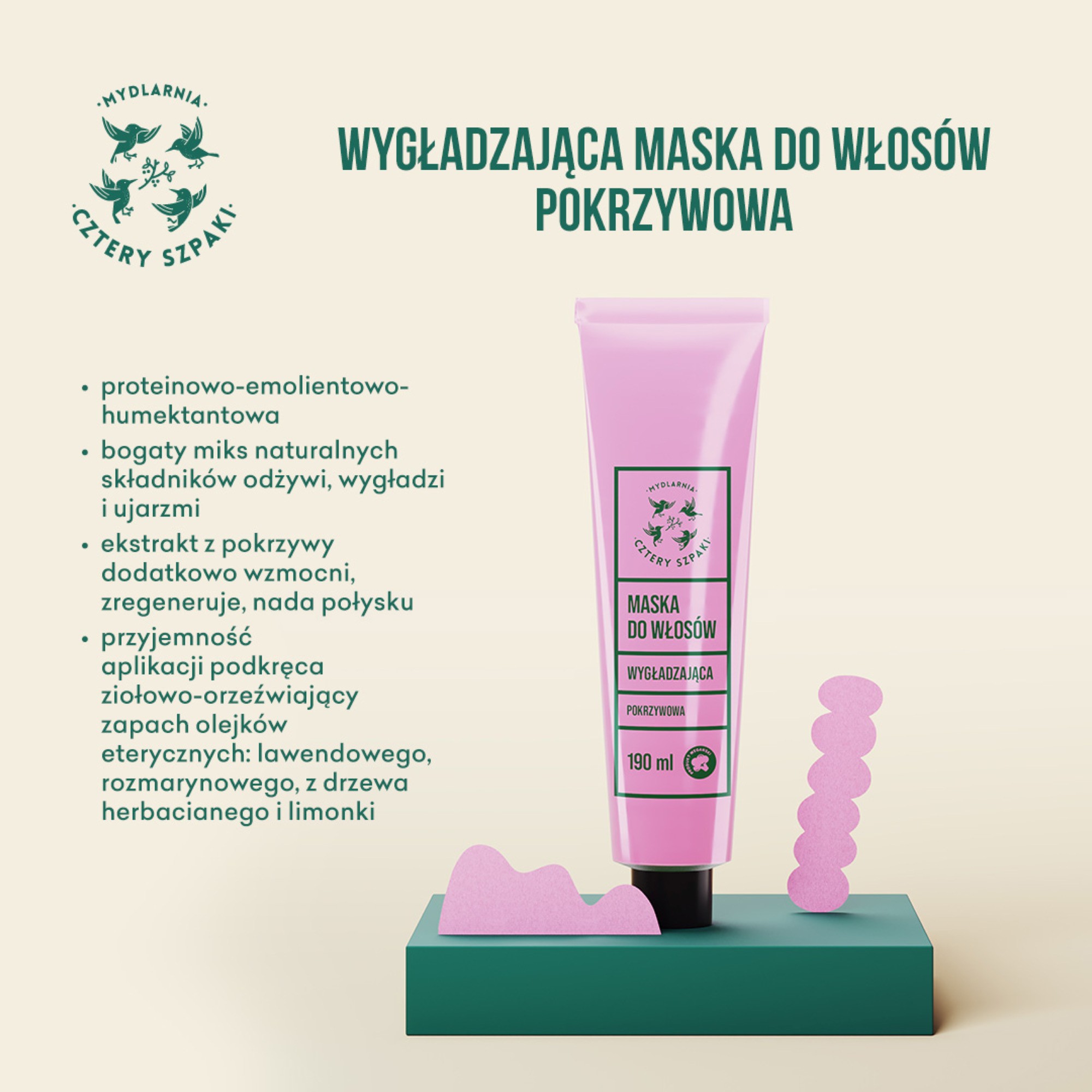 Wygładzająca maska do włosów Pokrzywowa | 190 ml | 4 Szpaki