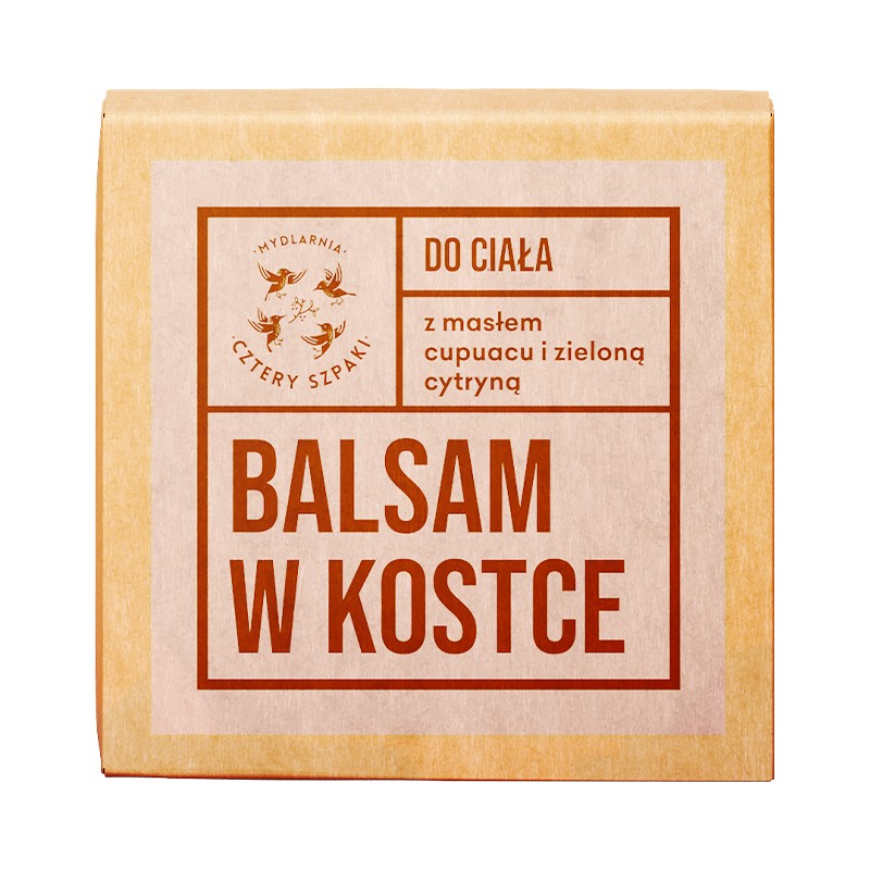 Balsam do ciała w kostce | Zielona cytryna i geranium | 55 g | 4 Szpaki