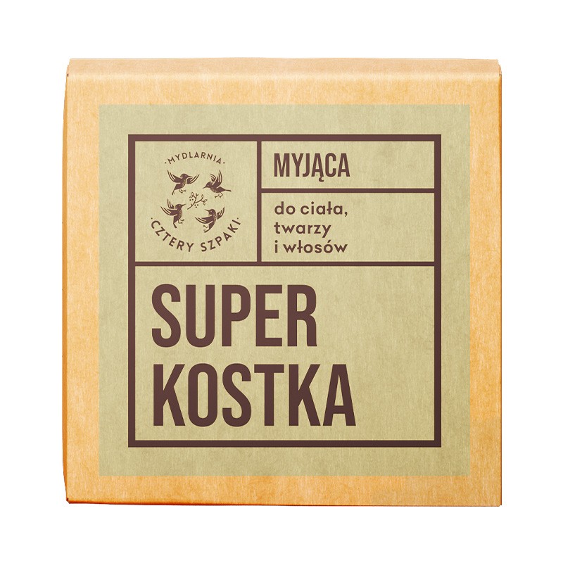 Superkostka – do mycia ciała, twarzy i włosów | 75 g | 4 Szpaki