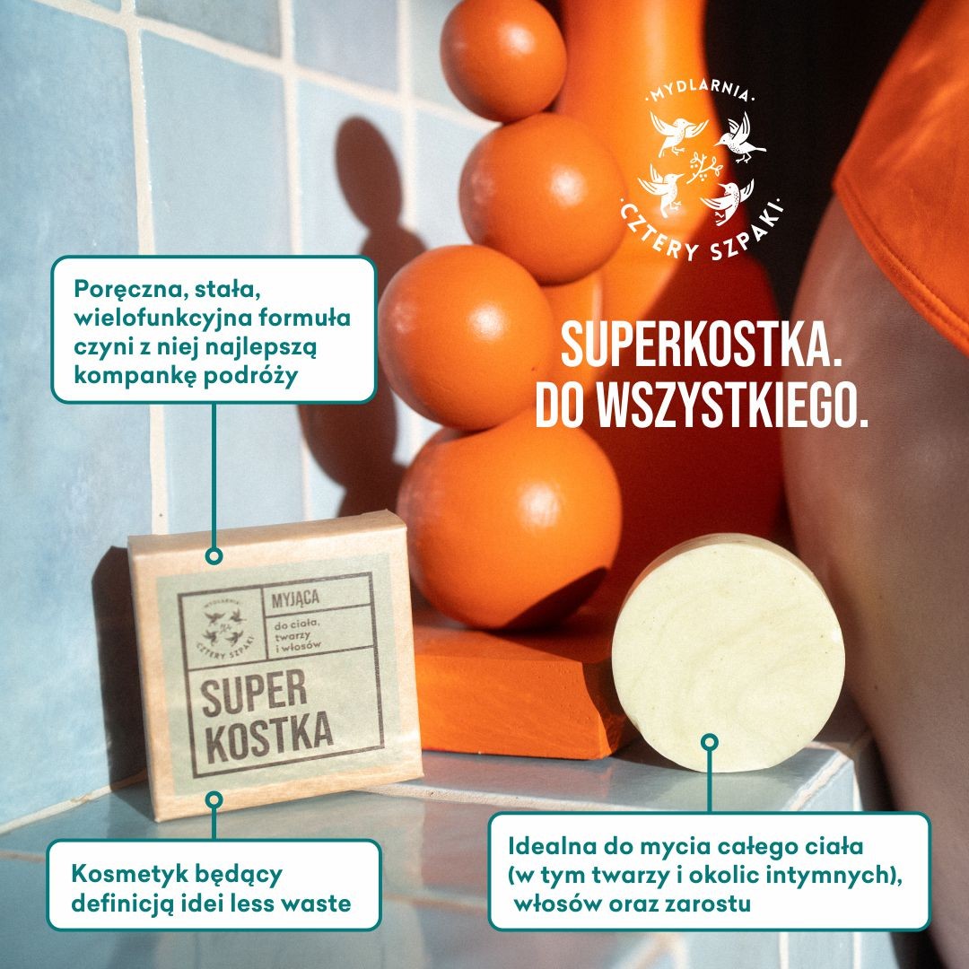 Superkostka – do mycia ciała, twarzy i włosów | 75 g | 4 Szpaki
