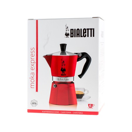 Kawiarka Bialetti Moka Express 6tz czerwona 300 ml – klasyczna włoska kawiarka