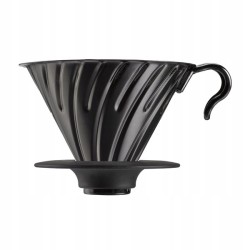 Dripper Hario V60-02 czarny stal nierdzewna | silikonowa podstawa
