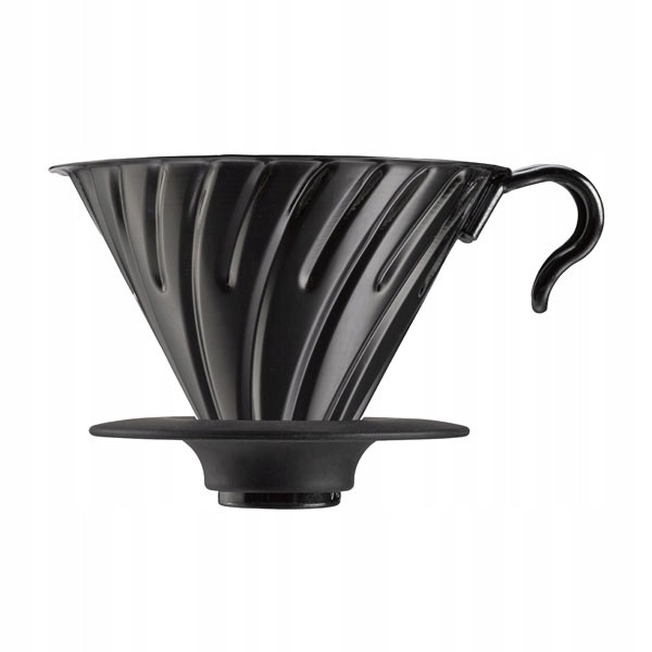 Dripper Hario V60-02 czarny stal nierdzewna | silikonowa podstawa