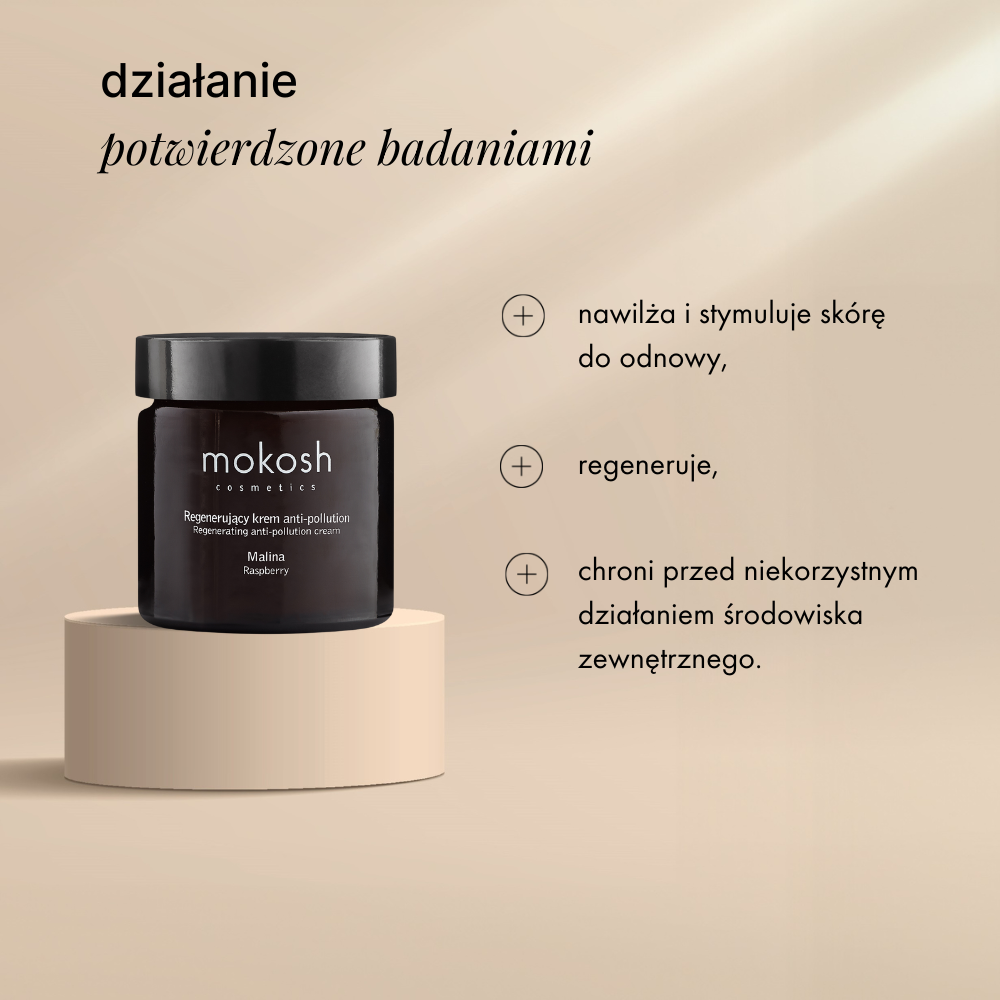 Regenerujący krem do twarzy malina anti-pollution 60 ml | Mokosh