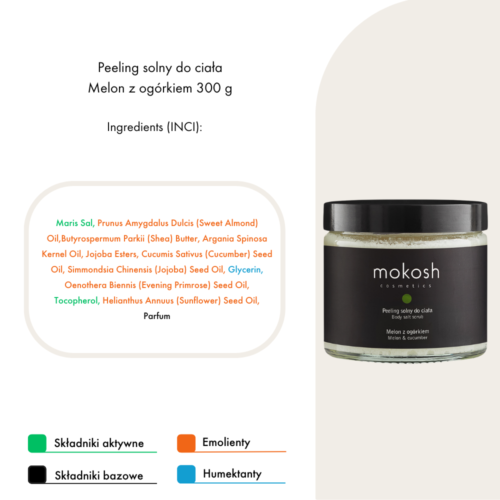 Peeling solny do ciała Melon z ogórkiem | Mokosh | 300 g