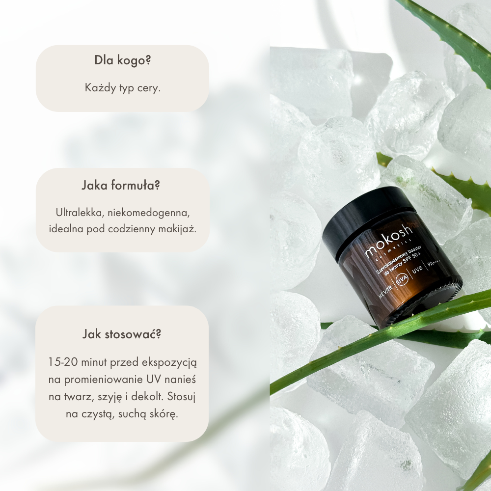 Szerokopasmowy booster do twarzy SPF 50+ | 30 ml | Mokosh