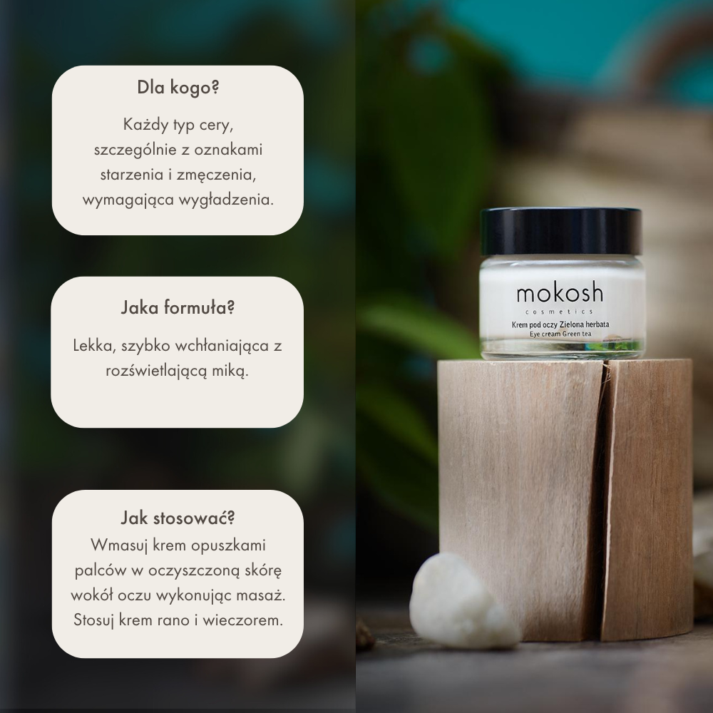 Korygujący krem pod oczy Zielona herbata | 15ml | Mokosh