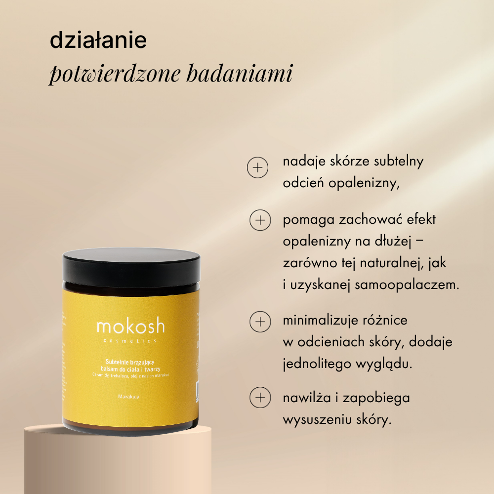 Subtelnie brązujący balsam do ciała i twarzy Marakuja | 180ml | Mokosh