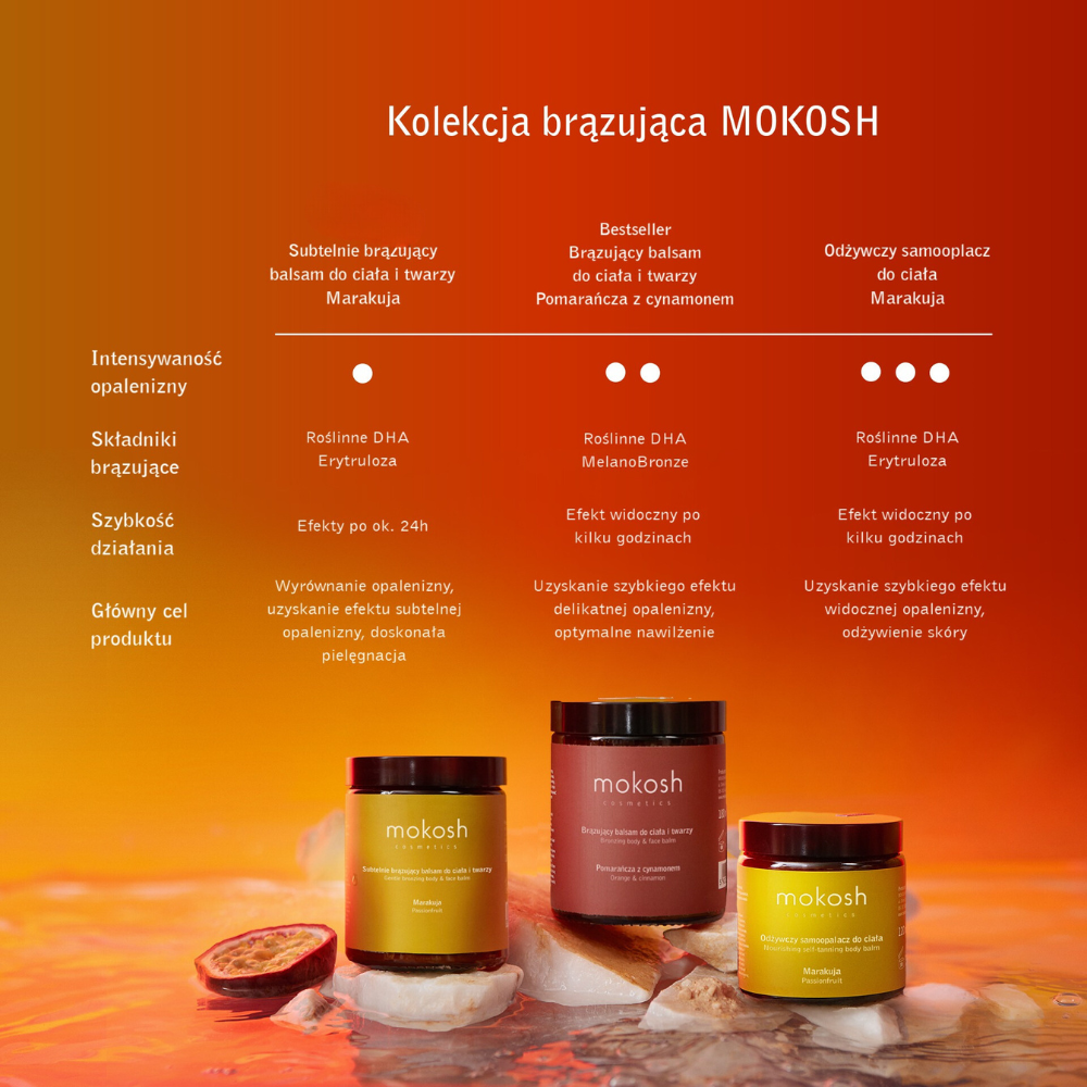 Odżywczy samoopalacz marakuja Mokosh – naturalna opalenizna, 120 ml