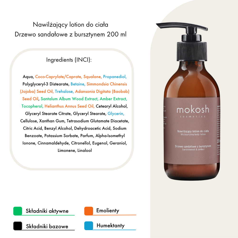 Nawilżający lotion do ciała Drzewo sandałowe z bursztynem | 200ml | Mokosh