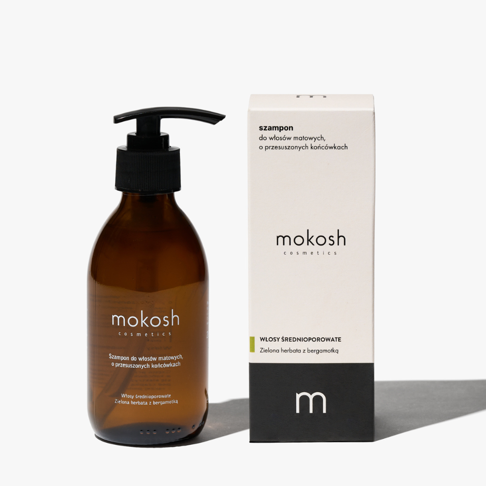 Szampon do włosów matowych, o przesuszonych końcówkach – zielona herbata z bergamotką | 200 ml | Mokosh