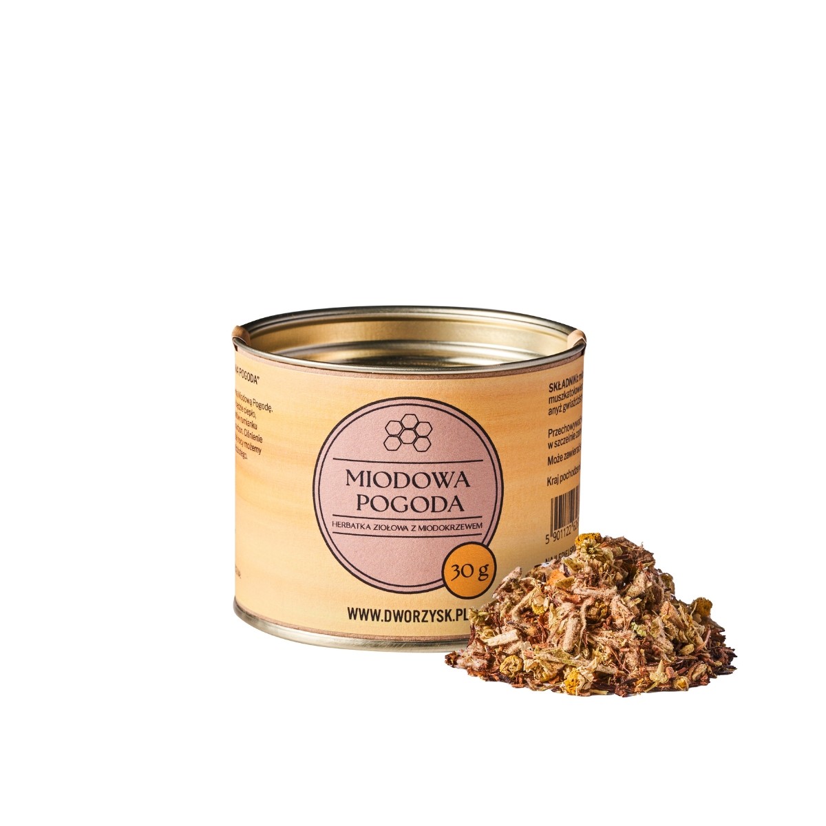 Miodowa Pogoda – ziołowa herbatka z miodokrzewem, rumiankiem i gojnikiem | Dworzysk | 60 g