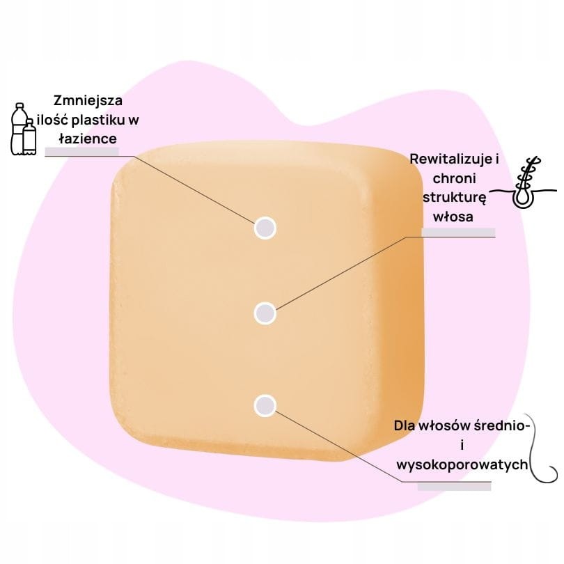 Brzoskwiniowa odżywka do włosów w kostce emolientowa z jedwabiem roślinnym | 50 g | Auna