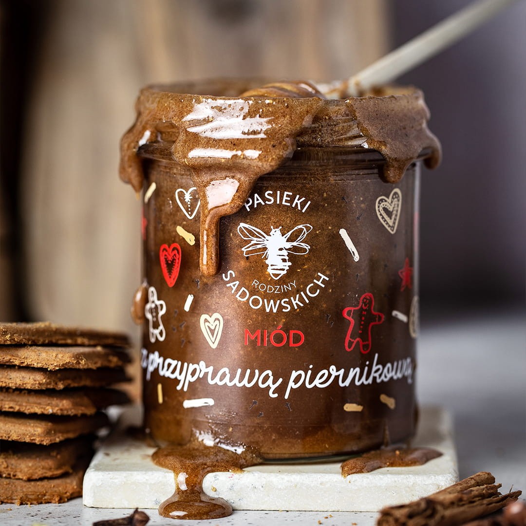 Miód z przyprawą piernikową | 430 g | Pasieki Sadowskich