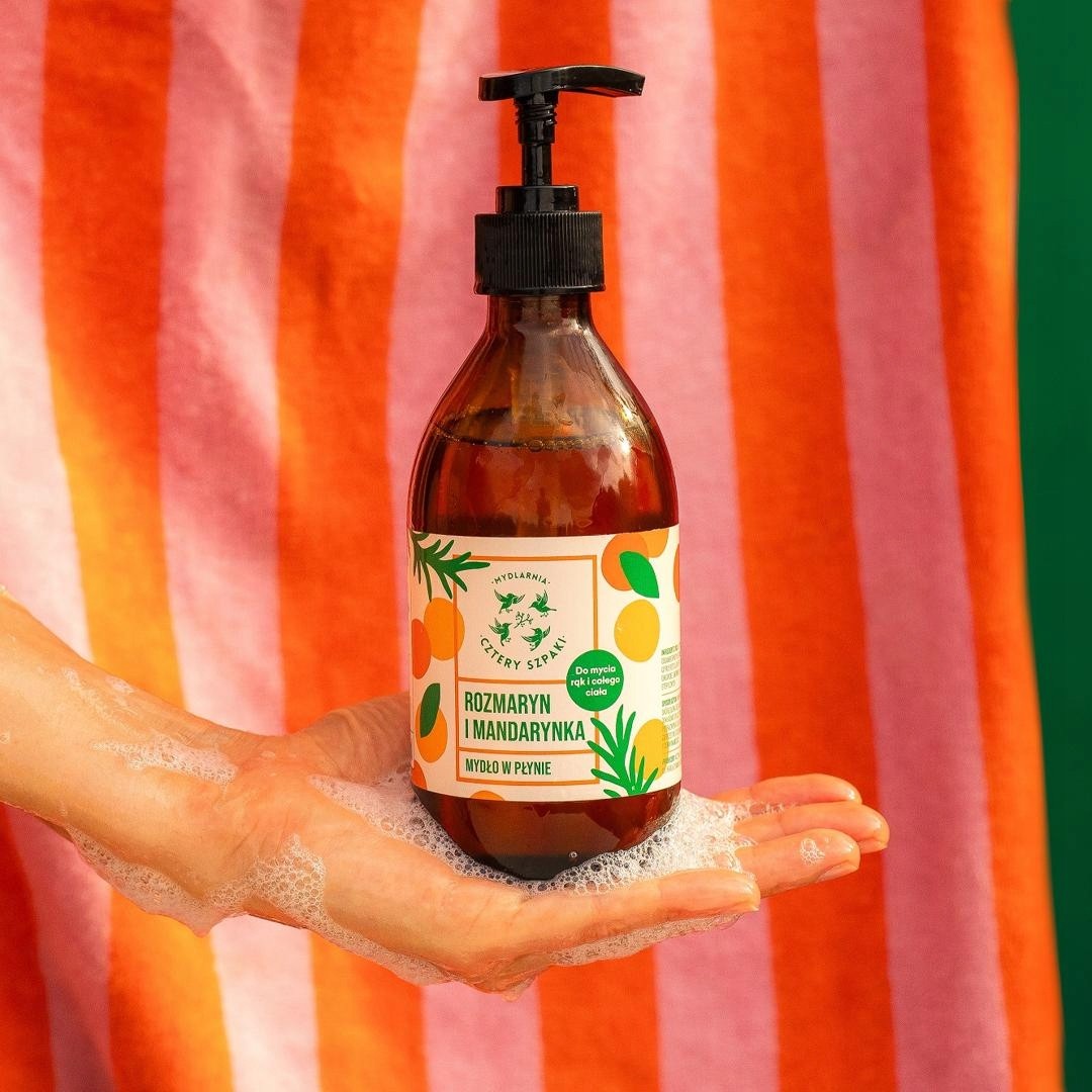 Mydło w płynie Rozmaryn i Mandarynka 300 ml – orzeźwiające i delikatne, 4 szpaki
