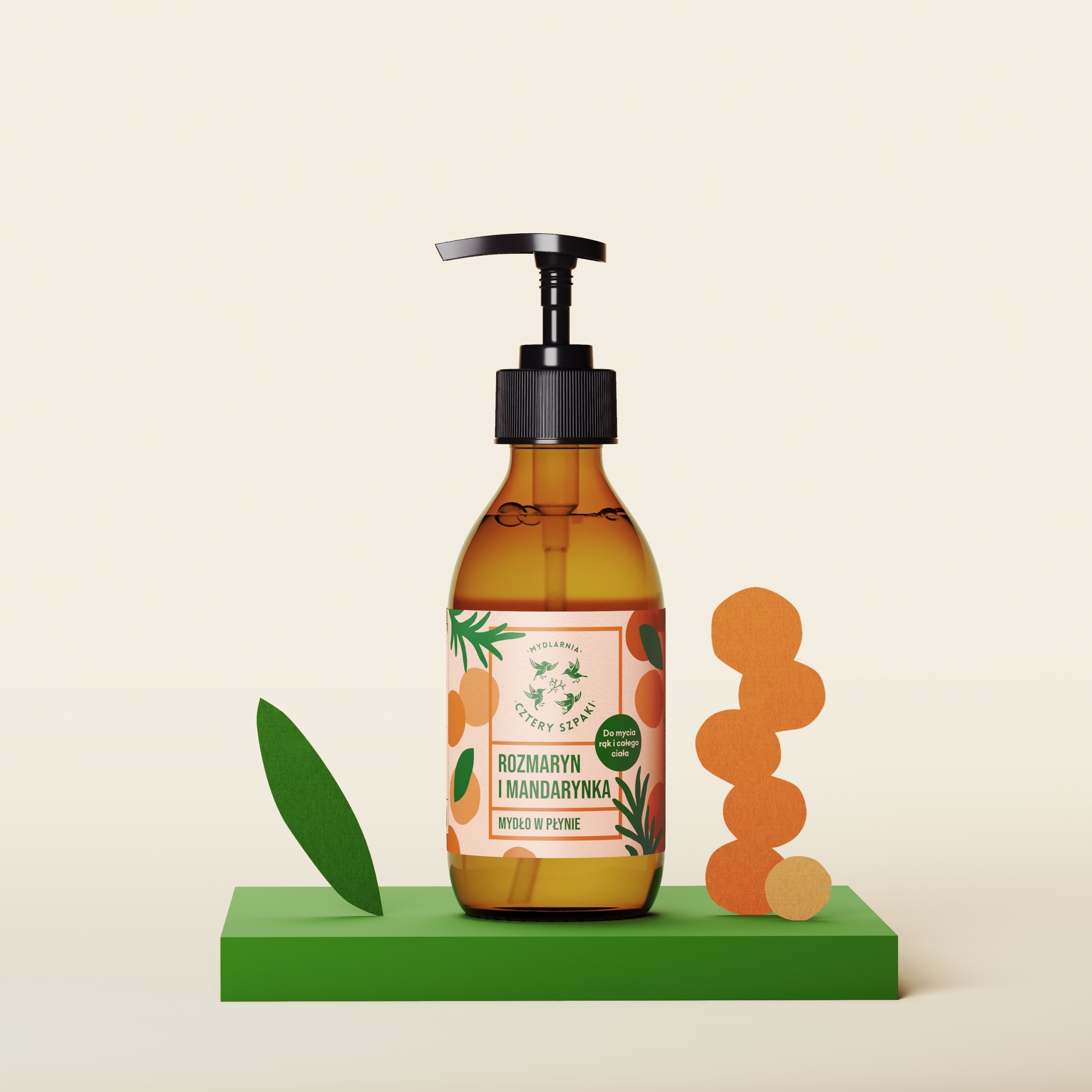 Mydło w płynie Rozmaryn i Mandarynka 300 ml – orzeźwiające i delikatne, 4 szpaki
