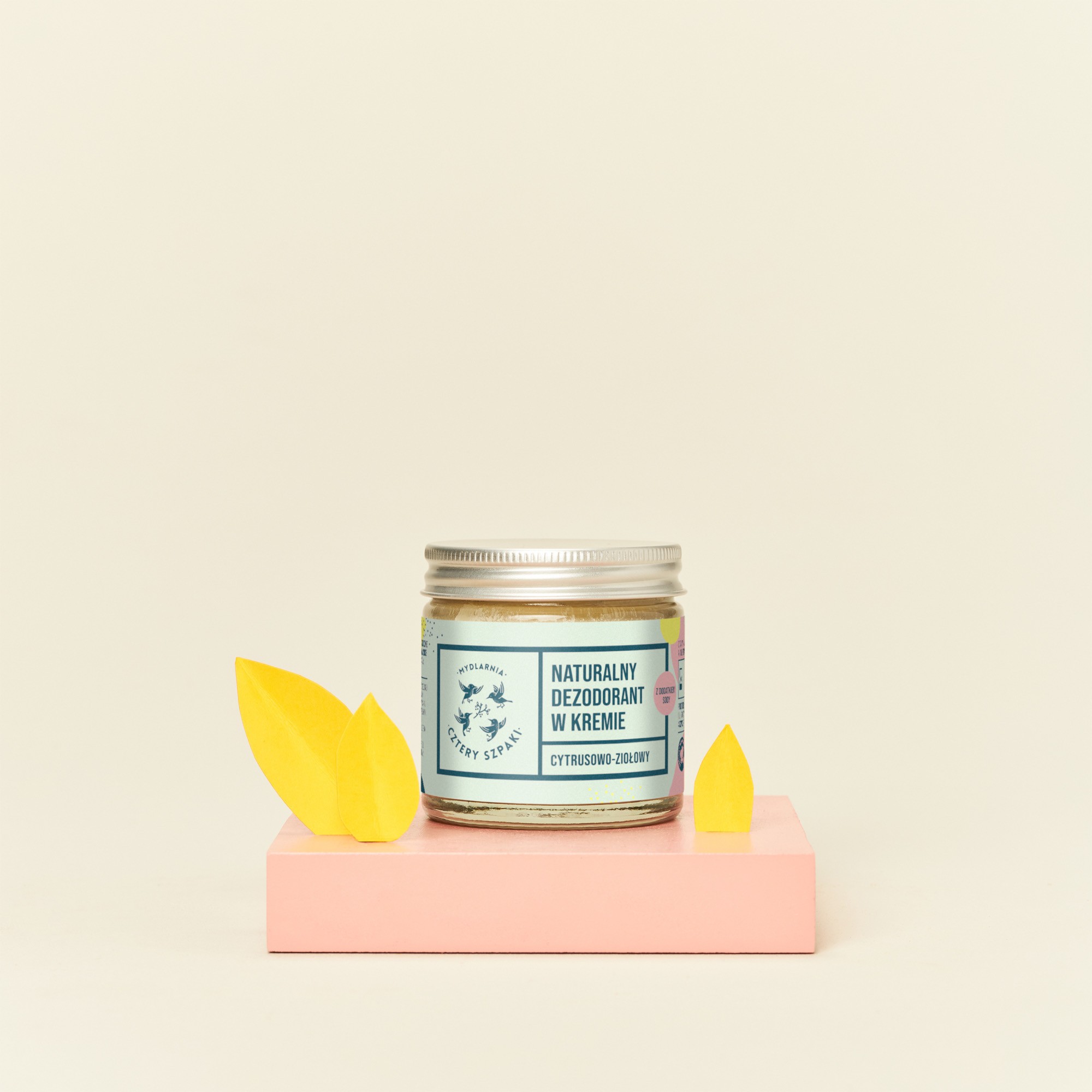 Naturalny dezodorant w kremie z sodą | cytrusowo-ziołowy zapach | 4 Szpaki