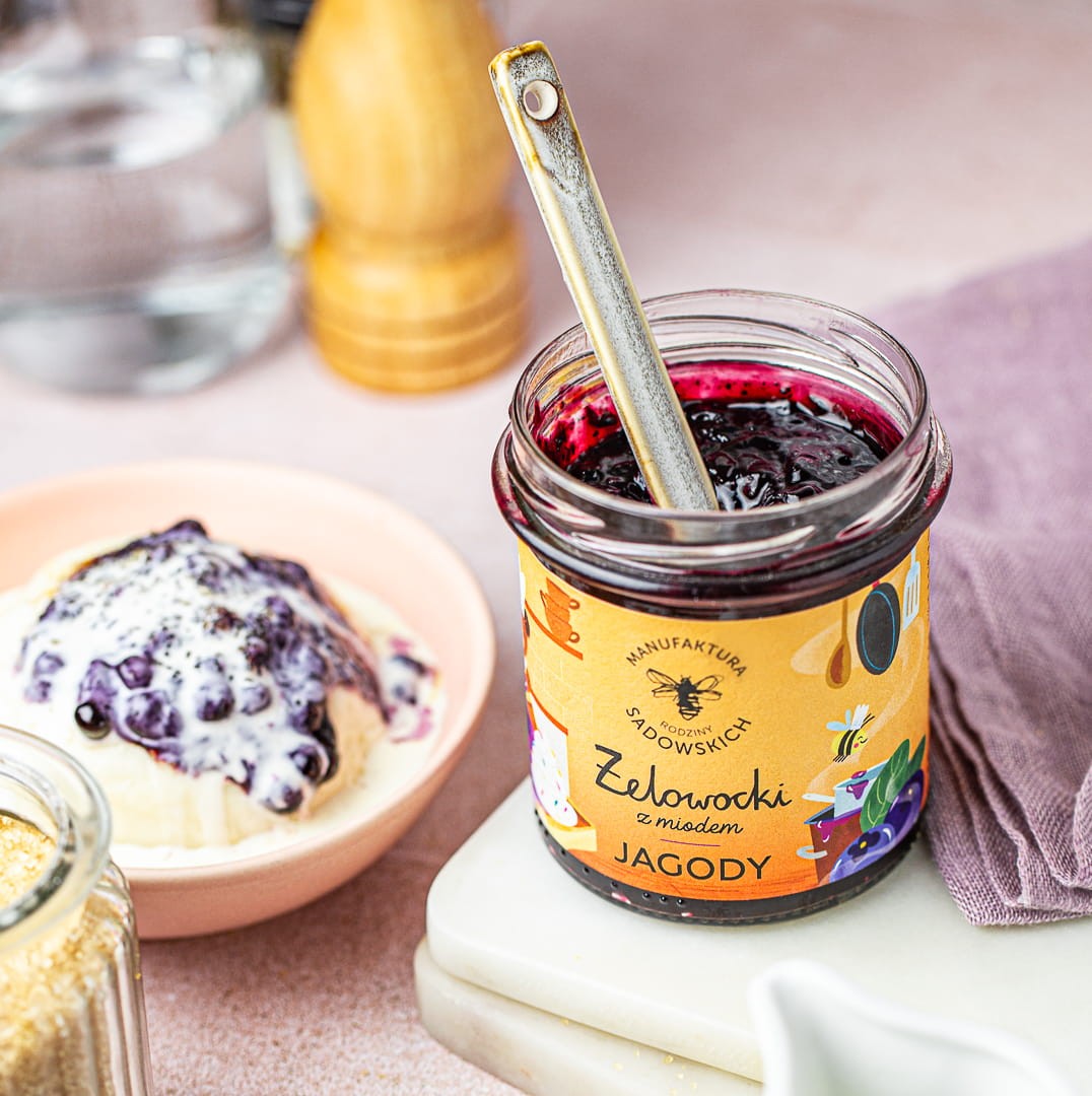 Żelowocki z miodem i jagodami | 320 g | Pasieki Sadowskich