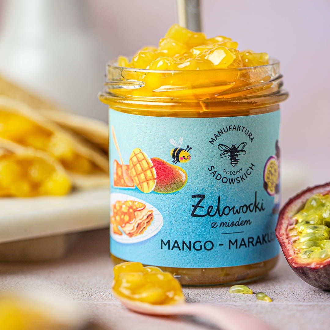 Żelowocki z miodem mango i marakują | 320 g | Pasieki Sadowskich