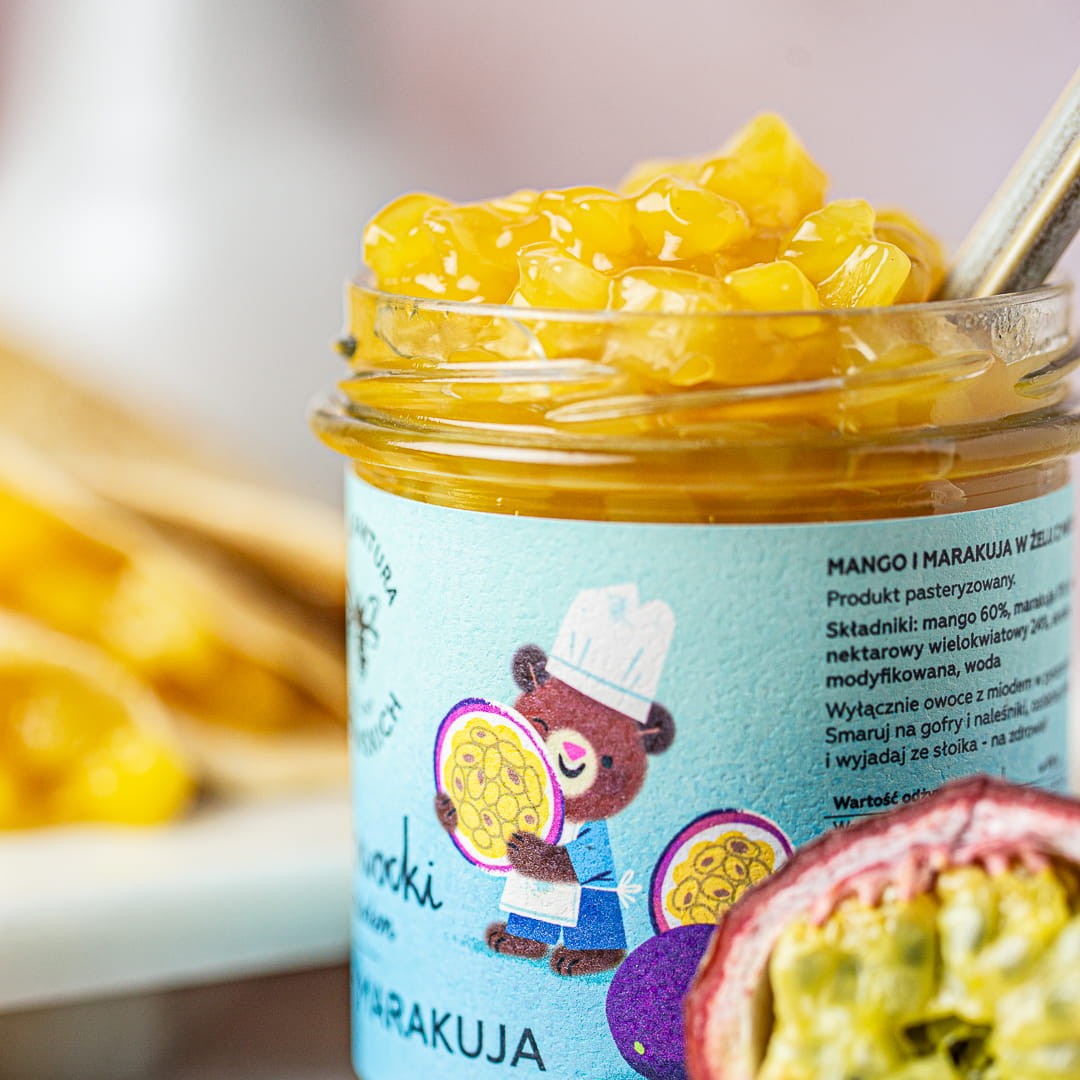 Żelowocki z miodem mango i marakują | 320 g | Pasieki Sadowskich