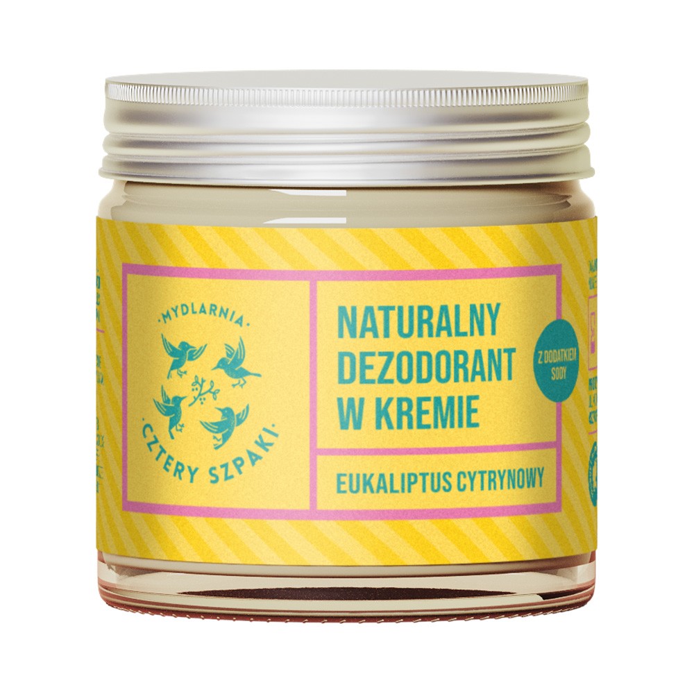 Naturalny dezodorant w kremie Eukaliptus Cytrynowy z sodą 60 ml | 4 Szpaki