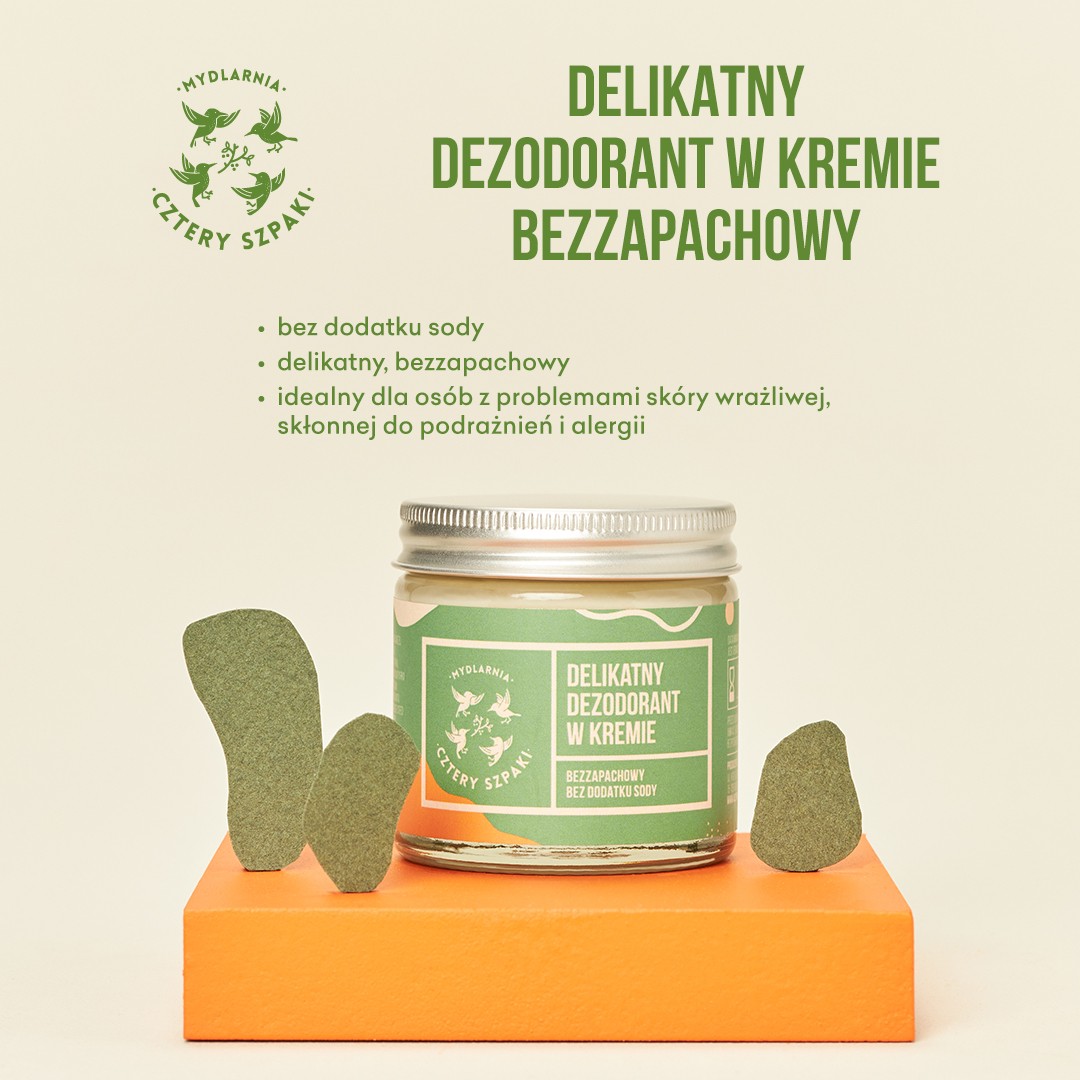 Dezodorant naturalny bezzapachowy bez sody 60ml | 4 Szpaki