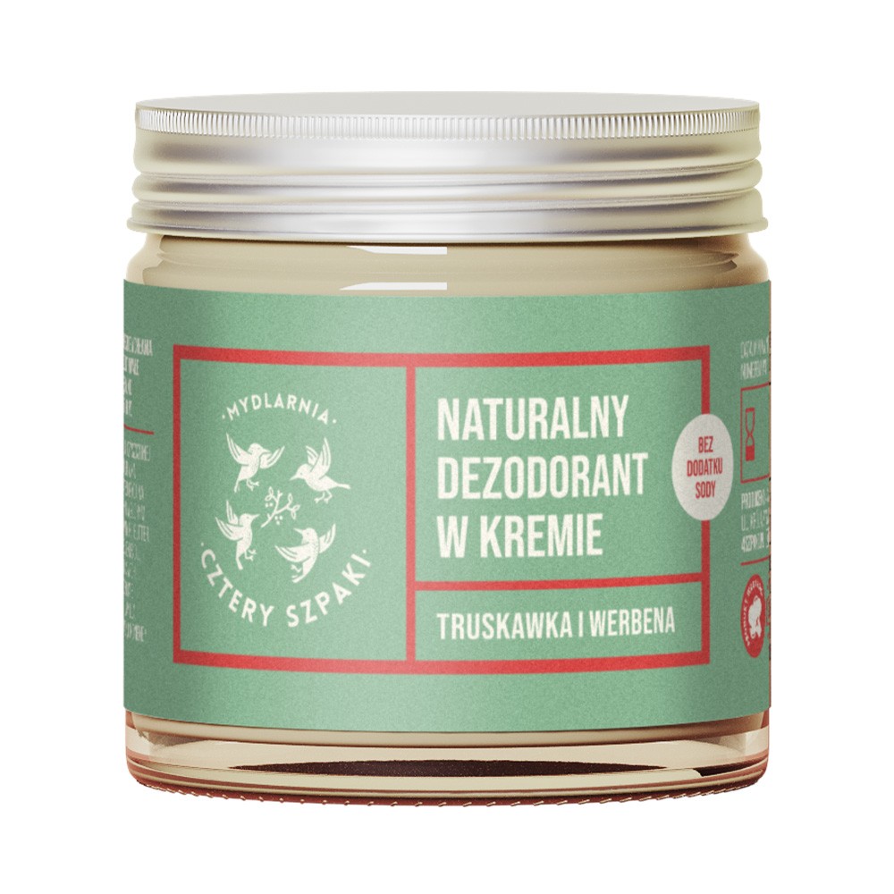 Dezodorant naturalny Truskawka i Werbena bez sody 60ml | 4 Szpaki